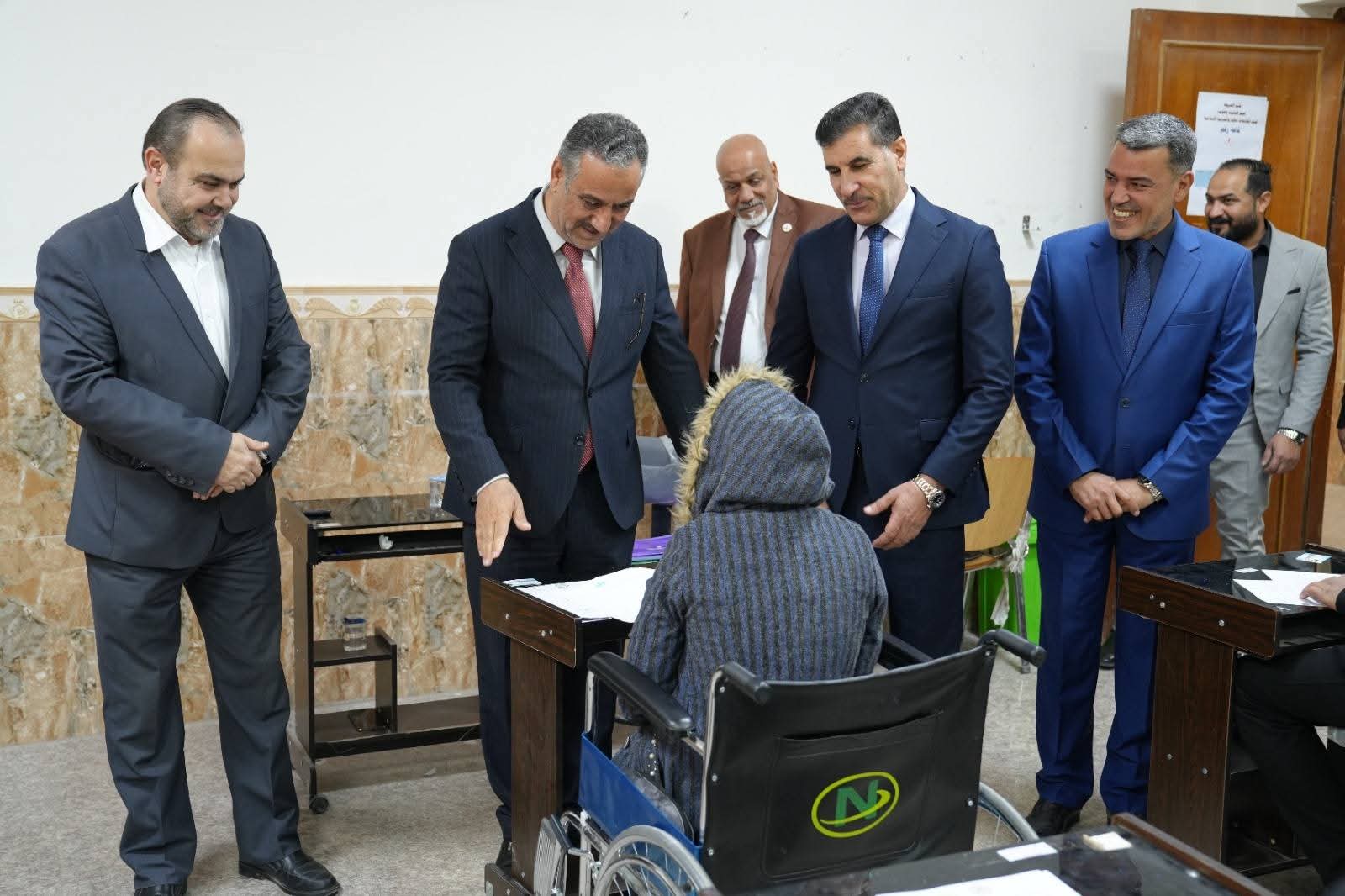 The university president is monitoring the examination process in the colleges.